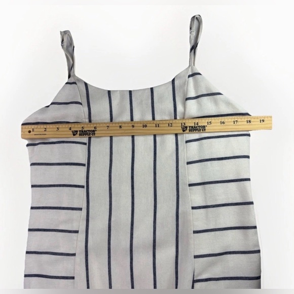 Women’s Striped Midi Dress Size L Linen Look Adjustable Straps Ruffle Hem - Picture 5 of 9